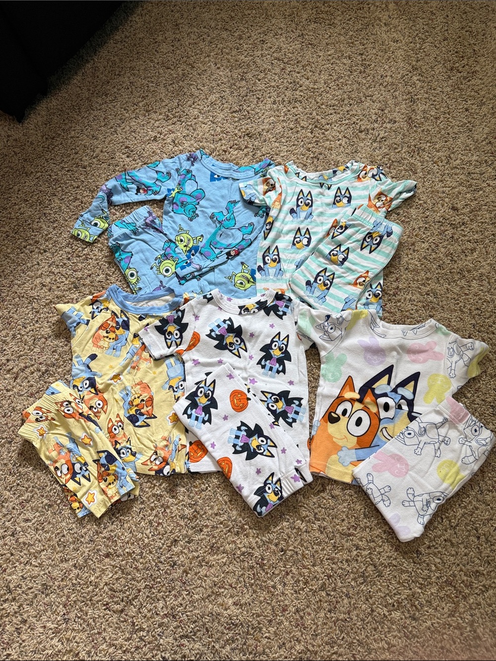 5 Bluey and Friends Baby Toddler Pajama Sets - Multicolor